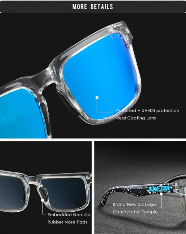 2024 Hochwertige Kdeam-polarisierte Sonnenbrille für Männer und Frauen, modisch, Unisex, Marke, beliebt, trendig, Outdoor-Brille, rote Linse 5