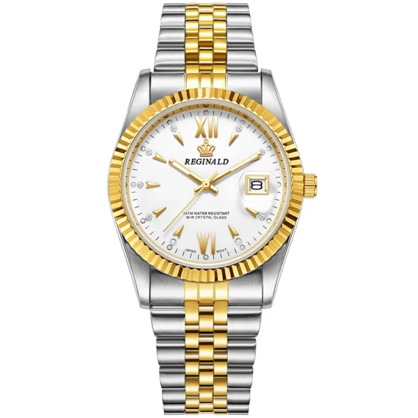 Reginald Uhren Männer Diamant Business Uhr Silber Gold Stahl Auto Datum Quarz Handgelenk Uhren Für Männer Reloj Hombre Montre Homme 5