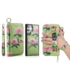 Armband Reiß verschluss Brieftasche Karten Solt Blume Handy tasche für Samsung Galaxy S23 Ultra S22 plus Note 20 Hands ch laufe abnehmbare Abdeckung 4