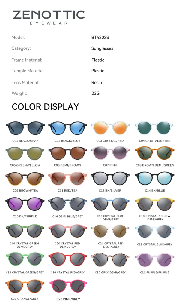 ZENOTTIC (S-Größe) Retro kreisförmige polarisierte Sonnenbrille 2024 2025, Herren Damen, Vintage, kleine runde Sonnenbrille, UV400-Brille 3
