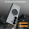 Eary für Samsung Galaxy Z Fold 6 5 Handyhülle mit Magsafe Kickstand 360 °   Drehbare Ganzkörperschutzhülle aus Leder mit Ring 2