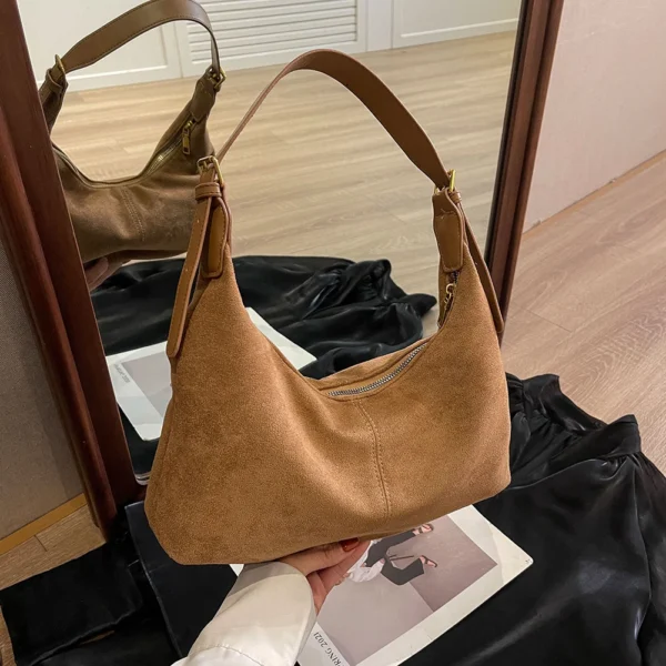 Vintage Handtasche Geldbörse für Frauen Wildleder Umhängetasche Kausale Umhängetaschen Weibliche Luxus Designer Clutch Damen Crescent Hobo Bag