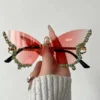 Luxus Diamant Schmetterling Sonnenbrille Frauen Marke Y2K Vintage Randlose Übergroße Sonnenbrille Damen Brillen 6