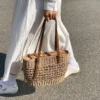 Lässig Rattan große Kapazität Einkaufstasche Designer Korb geflecht gewebte Frauen Handtaschen Sommer Strand Stroh Tasche Dame Reise großen Korb