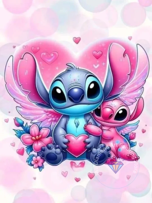 Stitch Lilo & Stitch 5D-Diamant-Malerei-Set zum Selbermachen, Diamant-Stickerei, Kreuzstich, handgefertigte Kunst, Geschenk, Basteln, Heimdekoration