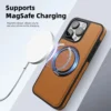 Für iPhone 16e/16 Pro Max 15 14 Plus 13 12 Handyhülle Magnetisches Metall 360 Ständer Luxus Nähte Leder stoßfeste Abdeckung 2
