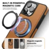 360 drehbarer Metallringständer Macsafe Magnetische Ledertasche für IPhone 15 14 13 12 11 16 Pro Max Plus 15Pro Magsafe Halterabdeckung 4