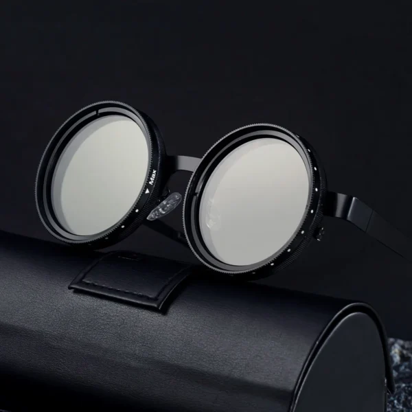 Neue ND2-400 9-stufige einstellbare Dimmung Polarisierte Sonnenbrille Männer Frauen Punk Runde Brille Fahren Brillen ND Filter 6
