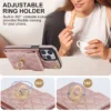Crossbody Lanyard Ringhalter Ledertasche für iPhone 13 14 15 16 Pro Max 12 11 XS Max XS 8 7 Plus Multi-Kartensteckplatz Wallet Cover 4