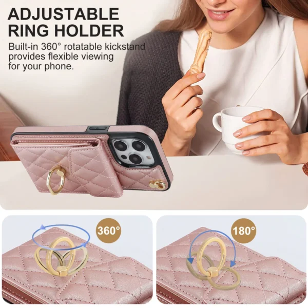 Crossbody Lanyard Ringhalter Ledertasche für iPhone 13 14 15 16 Pro Max 12 11 XS Max XS 8 7 Plus Multi-Kartensteckplatz Wallet Cover 4