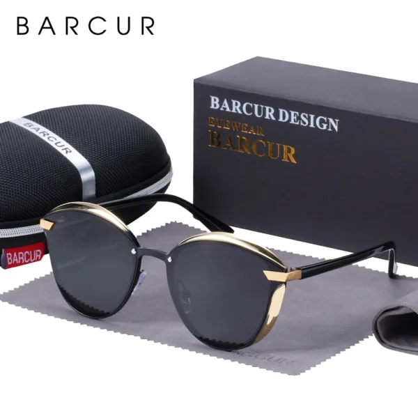 BARCUR Polarisierte Sonnenbrille Frauen Luxus Runde Sonne Glas für Frauen Damen Weibliche Schatten Lunette De Soleil Femme 6