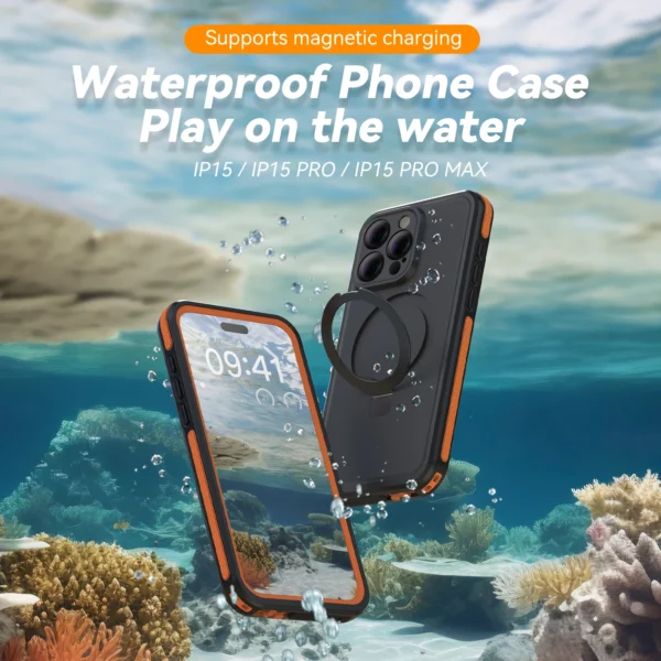 TELESIN IP68 Wasserdichte Hülle für IPhone 15 15 Pro 15 Pro Max Telefon Fallsichere Abdeckung Tauchen Unterwasser Schwimmen Outdoor Schutz 2