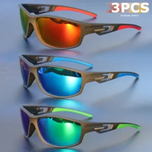 1 Stück/3 Stück polarisierte Sport-Sonnenbrille für Herren – mattierter Rahmen, HD-Linse zum Wandern, Angeln, Rennen und Freizeitkleidung