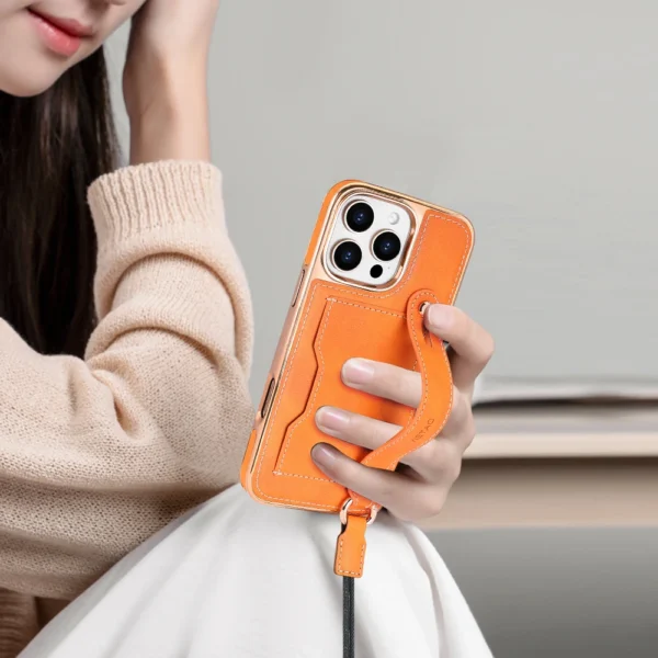 VIETAO Handyhüllen mit Umhängeband für iPhone 16 Pro Max, Hülle mit Kartensteckplatz, galvanisierte Handyhülle für iPhone 16 15 Pro Plus 4