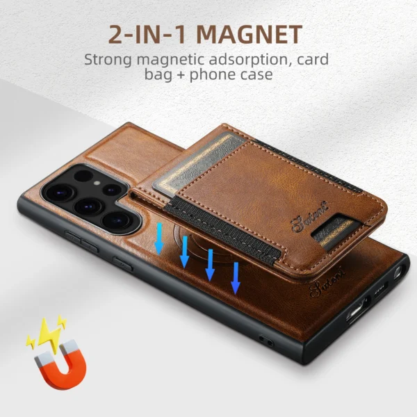 SUTENI Brieftasche Telefon Fall Karte Halter Leder Magnetische Tasche Abdeckung Magsafe Drahtlose lade Für Samsung Galaxy S24Ultra S23Plus 3
