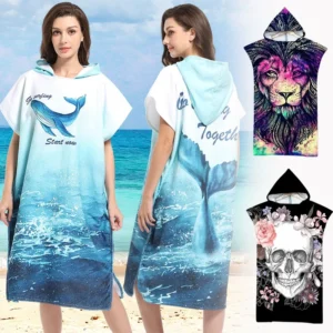 1-5 Stück Erwachsenen Strand tuch Strand tuch Umhang Surfen Kapuze saugfähigen Bademantel Strand tragbare Badet ücher geometrischen Druck Bademantel
