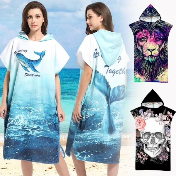 1-5 Stück Erwachsenen Strand tuch Strand tuch Umhang Surfen Kapuze saugfähigen Bademantel Strand tragbare Badet ücher geometrischen Druck Bademantel