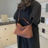 Reißverschluss-Schulter- und Umhängetaschen aus Wildlederimitat mit Reißverschluss, einfache, solide, hochwertige Handtaschen für Damen, 2023, modisch, klassisch, vielseitig 5