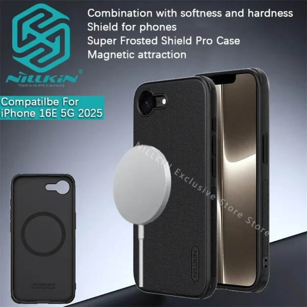 Nillkin Magsafe für iPhone 16E Hülle 2025, Super Frosted Shield Pro, magnetische Hülle, stoßfeste Handyhülle, Schutzhülle