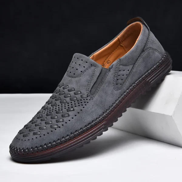 Neue 2024 handgemachte Leder Männer Schuhe Design Mode Turnschuhe Slip Auf Loafers Sommer Mesh Atmungsaktive Casual Schuhe Männer Fahren Flache 2