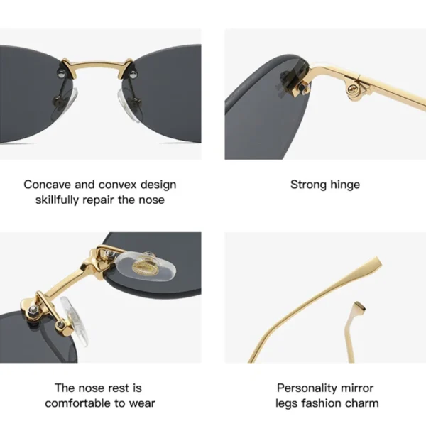 Mode große quadratische Sonnenbrille Frauen Luxusmarke Pilot klare Sonnenbrille weibliche übergroße halbe Rahmen Sonnenbrillen Brillen randlos 6