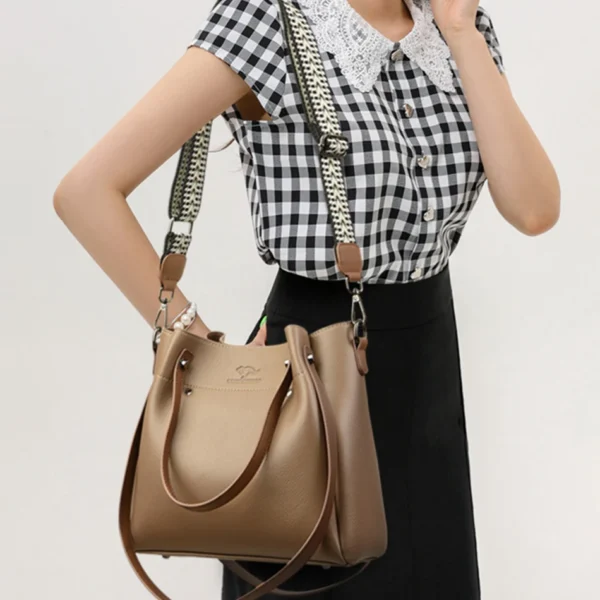 Echte, hochwertige Leder-Schulter-Crossbody-Taschen für Damen, luxuriöse Handtaschen, Damentasche, große Kapazität, weiche Tragetasche 3