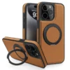 360 drehbarer Metallringständer Macsafe Magnetische Ledertasche für IPhone 15 14 13 12 11 16 Pro Max Plus 15Pro Magsafe Halterabdeckung