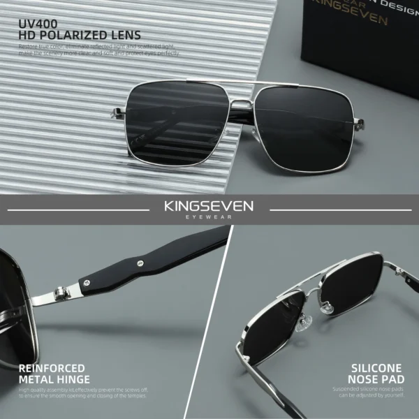 KINGSEVEN Mode Kausalen Sonnenbrille Männer Quadratischen Rahmen Anti-reflexion Polarisierte UV400 Objektiv Gläser Fahren Brillen 4
