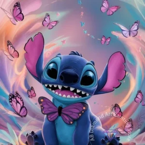 Stitch Lilo & Stitch 5D-Diamant-Malerei-Set zum Selbermachen, Diamant-Stickerei, Kreuzstich, handgefertigte Kunst, Geschenk, Basteln, Heimdekoration