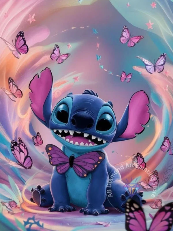 Stitch Lilo & Stitch 5D-Diamant-Malerei-Set zum Selbermachen, Diamant-Stickerei, Kreuzstich, handgefertigte Kunst, Geschenk, Basteln, Heimdekoration