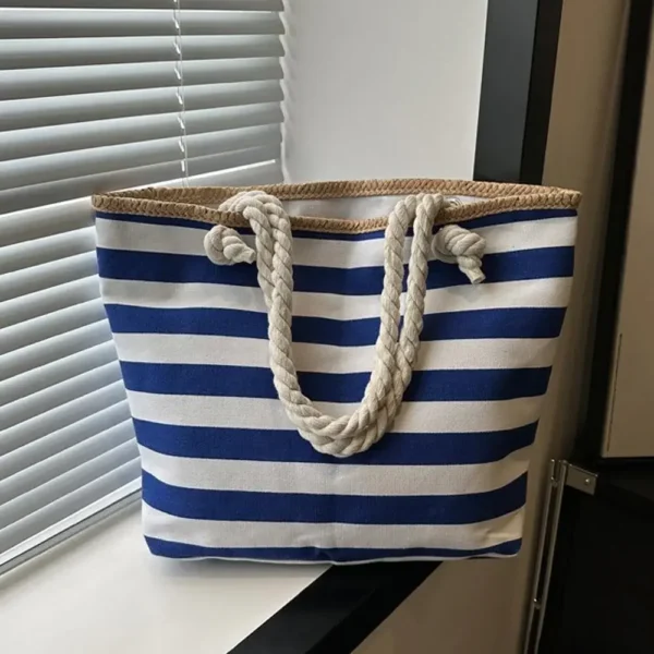 Die neuen Modehandtaschen 2025, Damen-Tragetaschen aus Segeltuch, Damen-Design, Geldbörsen für Damen, Strandtasche, gestreifte Tasche 5