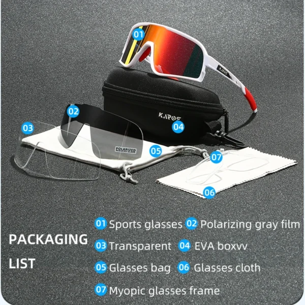 KAROS Polarisierte UV400-Fahrrad-Sonnenbrille für Männer und Frauen, winddicht, blendfrei, Sportbrille, Outdoor-Fahrrad-Reitbrille 6