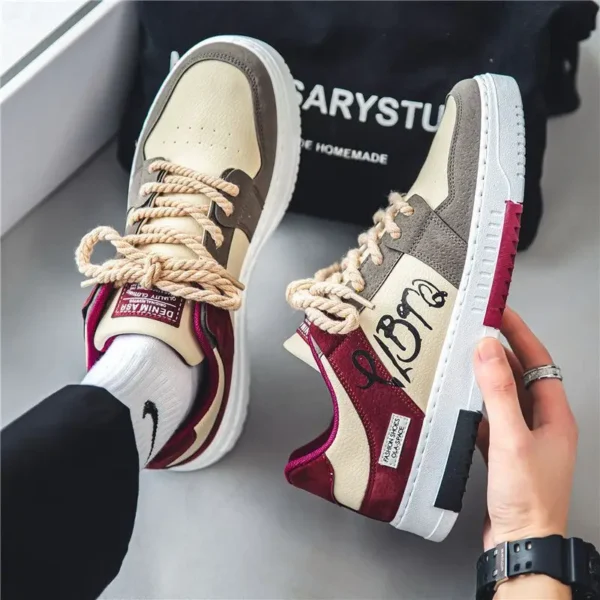 Men Skate Shoes Spring Niche Skate Shoes Men Trendy Versatile Thick Soled Sports and Leisure Skate Shoes Trendy Shoes 2