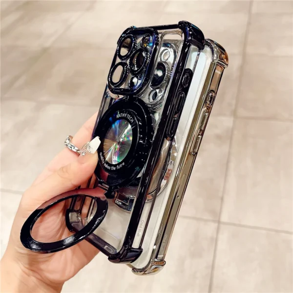 Luxus-Beschichtung Magsafe Magnethalter Ständer Saubere Handyhülle für iPhone 11 12 13 14 15 Pro Max Stoßstangenschutz auf 16 Plus Abdeckung 3