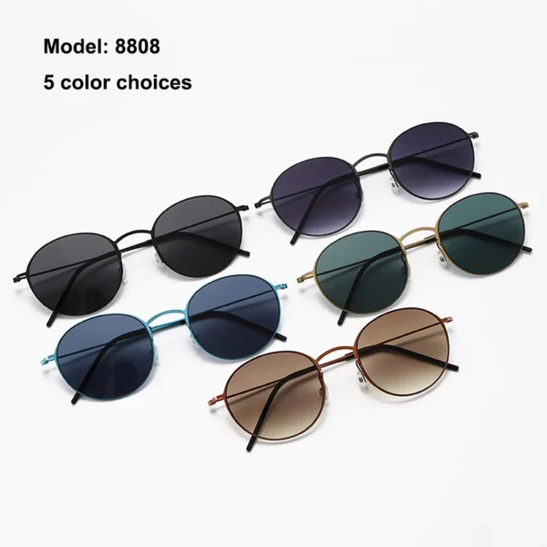 2025 Mode hochwertige Titan-Sonnenbrille rund fahren 8808 Sonnenbrille Männer und Frauen Vintage dänisches Design Sonnenbrille UV400 2