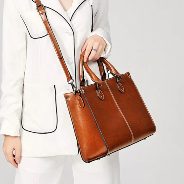 Frauen Handtasche Kreuz körper Schulter Tasche Aus Echtem Leder Einkaufen Mode Büro Weibliche Echtes Rindsleder Messenger Top Griff Taschen 4