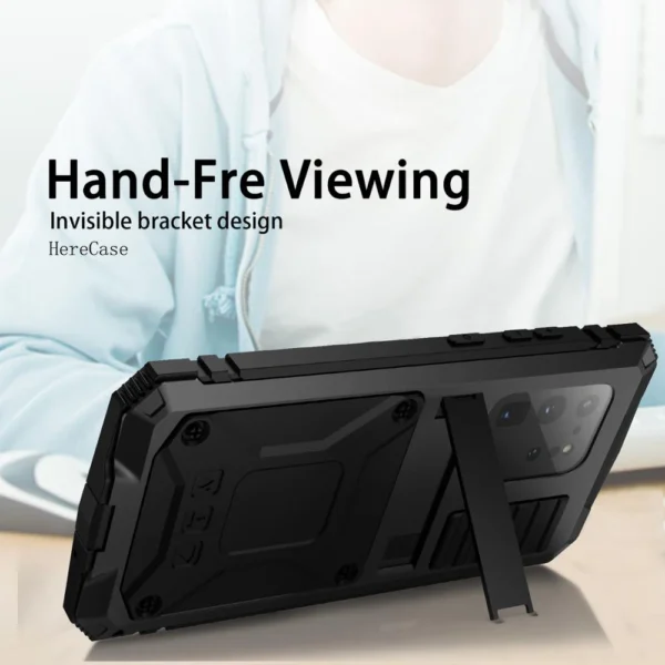 360 Voll metall stoß festes Gehäuse für Samsung Galaxy S24 S23 S22 S21 S20 plus Note 20 Ultra A72 A52 A32 Aluminium Panzer halter Abdeckung 5