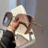 2025, neue modische Sonnenbrille mit Halbrahmen, hochwertiger Trend, einfache Sonnenbrille für Damen mit feinem Glitzer (DS-1002)