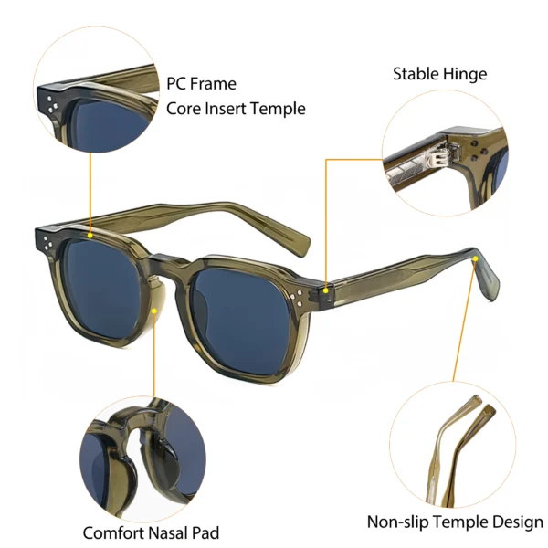 CATERSIDE Neue Retro-Punk-Männer-Sonnenbrille, quadratisch, personalisiertes Design, Brille, Damenmode, Partybrille, Festival, Geschenk, 2-teilig 6