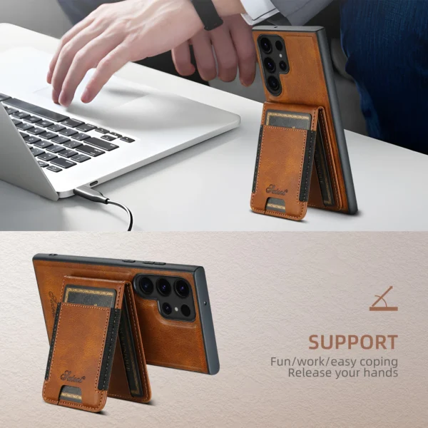 SUTENI Brieftasche Telefon Fall Karte Halter Leder Magnetische Tasche Abdeckung Magsafe Drahtlose lade Für Samsung Galaxy S24Ultra S23Plus 4