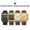OLEVS Marke 9925 herren Uhren Gold Quadratischen Zifferblatt Quarz Männliche Uhr Original Lederband Mode Uhr 30 m wasserdicht Top Zehn 6