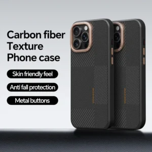 Für iPhone 15 16 Pro Max Hülle X-Level Kohlefasermuster Textur + TPU Anti-Fingerabdruck Anti-Fall-Schutz Rückseite