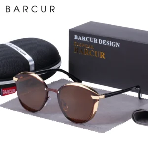 BARCUR Polarisierte Sonnenbrille Frauen Luxus Runde Sonne Glas für Frauen Damen Weibliche Schatten Lunette De Soleil Femme