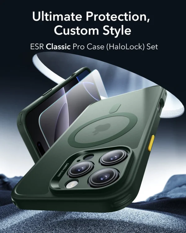 ESR für iPhone 16/15/14 Pro Max Hülle (4 in 1) Set durchscheinende matte Hülle mit Displayschutzfolie MagSafe Backcover Military-Grade 2