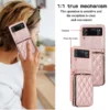 Umhängetasche, Kartenhalter, Brieftasche, Hülle für Samsung Galaxy Z Flip 6, 5, 4, 3, 5G, Flip5, Flip6, Handschlaufe, Reißverschluss, veganes Leder, Handyhülle 4