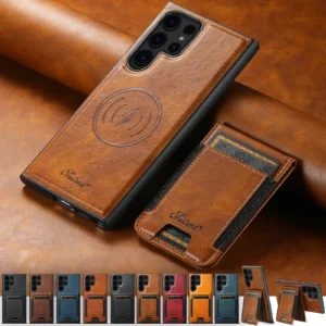 SUTENI Brieftasche Telefon Fall Karte Halter Leder Magnetische Tasche Abdeckung Magsafe Drahtlose lade Für Samsung Galaxy S24Ultra S23Plus