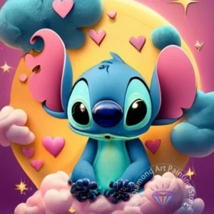 Stitch Lilo & Stitch 5D-Diamant-Malerei-Set zum Selbermachen, Diamant-Stickerei, Kreuzstich, handgefertigte Kunst, Geschenk, Basteln, Heimdekoration