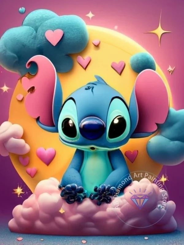 Stitch Lilo & Stitch 5D-Diamant-Malerei-Set zum Selbermachen, Diamant-Stickerei, Kreuzstich, handgefertigte Kunst, Geschenk, Basteln, Heimdekoration