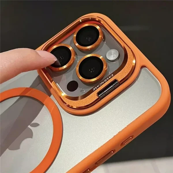 Für iPhone 15 Pro Max Luxus Magsafe Magnetische Objektiv Halter Ständer Telefon Fall Für iPhone 12 13 14 15 16 Plus saubere Schutzhülle 5