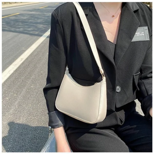 Neue frauen Mode Handtaschen Retro Einfarbig PU Leder Schulter Unterarm Tasche Casual Frauen Hobos Handtaschen 2